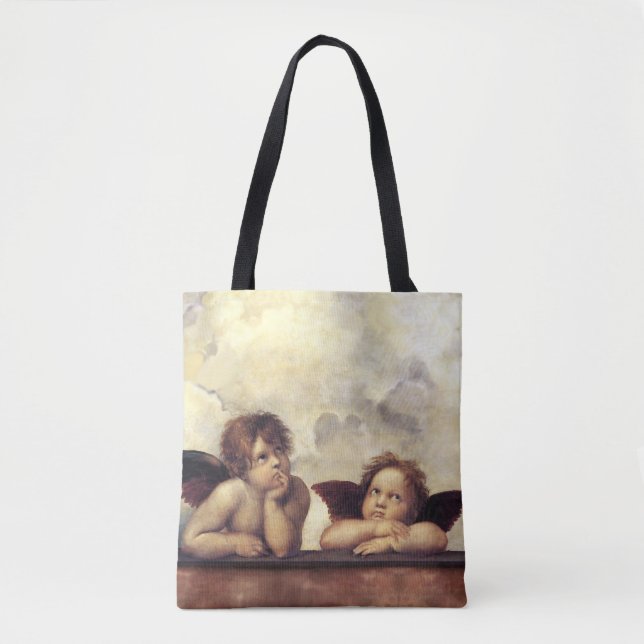 Bolso De Tela ANGELS / Cherubs alados, nubes Raffaello Sanzio (Anverso)