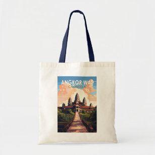 Bolso De Tela Angkor Wat Cambodia Travel Art Vintage