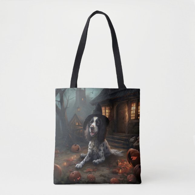 Bolso De Tela Anglo Springer Spaniel calabazas Halloween Scary (Anverso)