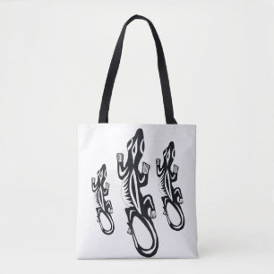 Bolso De Tela Anguila negra y blanca de estilo tribal