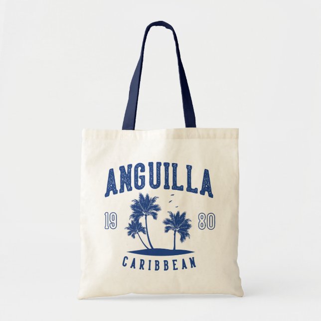 Bolso De Tela Anguilla Caribbean Palm Tree 1980 (Frente)