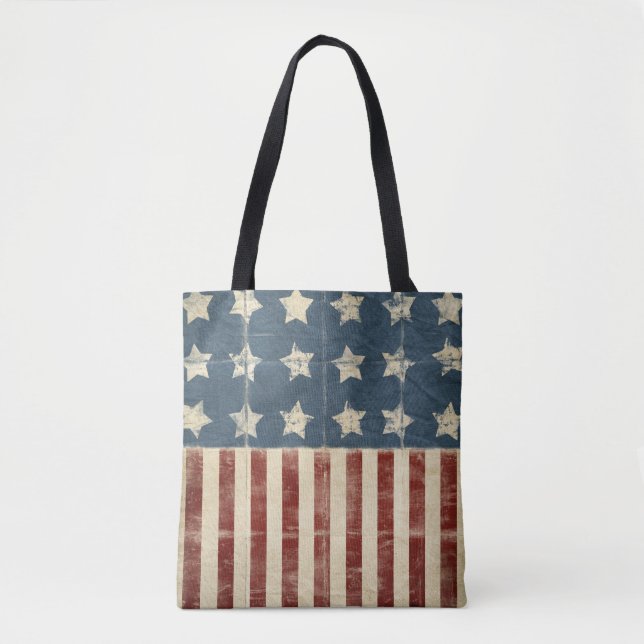 Bolso De Tela angustiada bandera de Estados Unidos (Anverso)