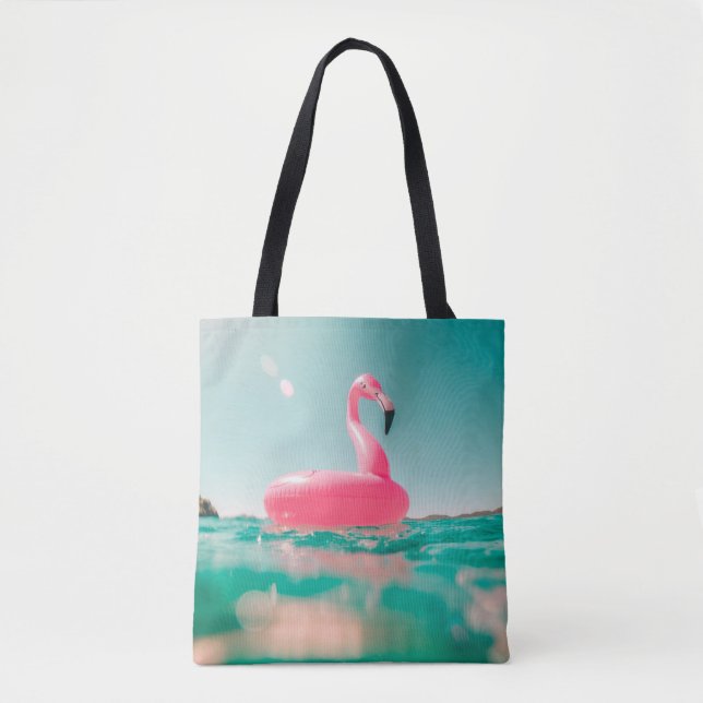 Bolso De Tela Anillo de natación de flamingo rosado en cuerpo de (Anverso)