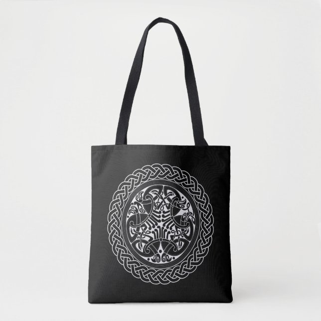 Bolso De Tela Anillo de nudos celtas con pájaros (Anverso)