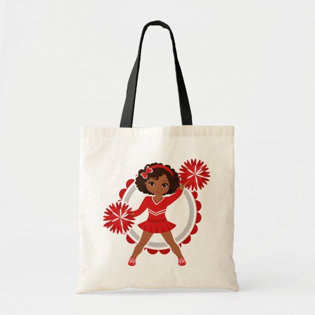 Bolso De Tela Animadora - Alegre rojo africano americano (Frente)