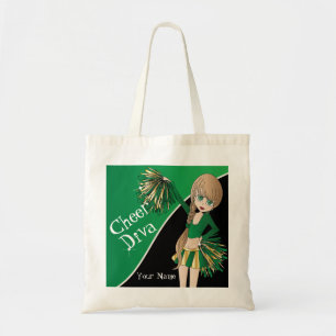 Bolso De Tela Animadora del verde de la diva de la alegría