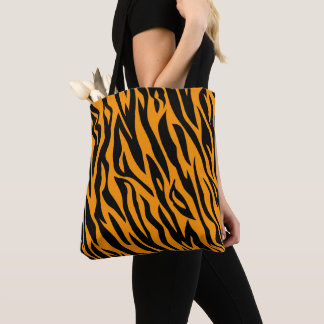 Bolso De Tela Animal Clásico de Raya de Tigre Naranja y Negro