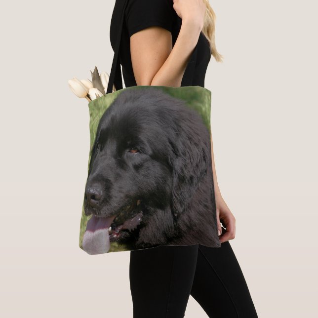 Bolso De Tela Animal de perro negro de Terranova (Detalle)
