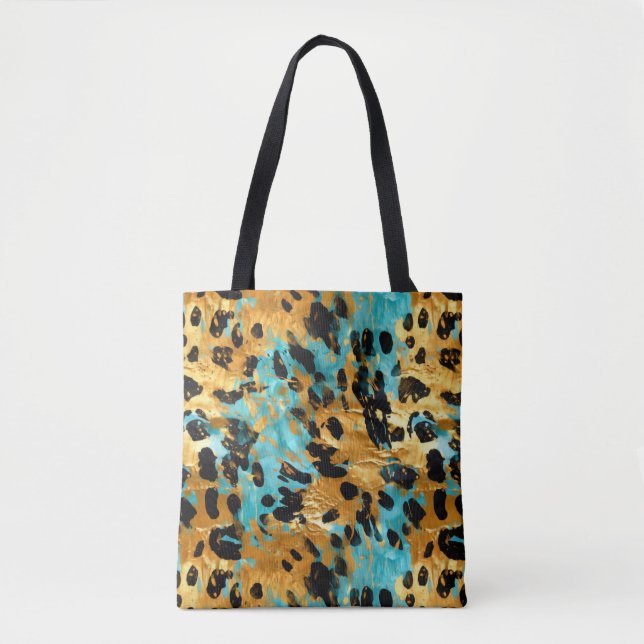Bolso De Tela Animal del Leopardo Negro de Aqua Gold (Anverso)