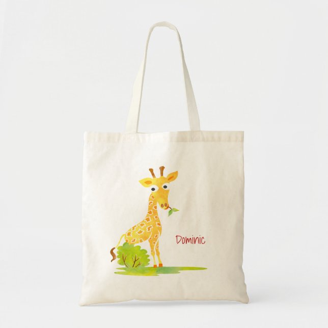 Bolso De Tela Animal lindo personalizado jirafa de la acuarela (Frente)