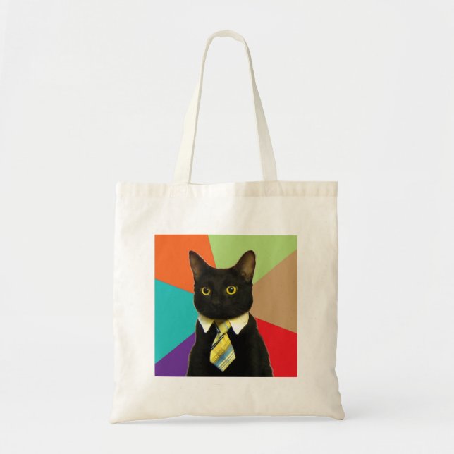 Bolso De Tela Animal Meme del consejo del gato del negocio (Frente)