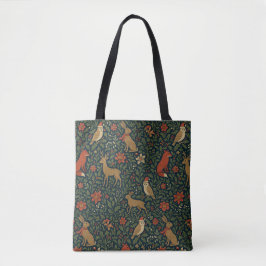 Bolso De Tela Animal y Botánico de Navidad Victoriano