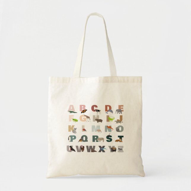 Bolso De Tela Animales ABC Cute Alphabet (Frente)
