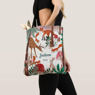 Bolso De Tela Animales adorables de bosque de Navidad