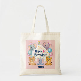 Bolso De Tela Animales Adorables Feliz primer cumpleaños