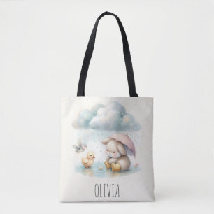 Bolso De Tela Animales Bebés Caprichosos en Lluvia Suave
