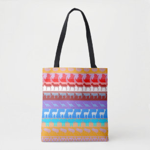 Bolso De Tela Animales Coloridos Retro Patrón de Rayas Modernas