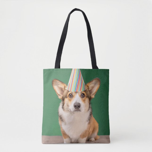 Bolso De Tela Animales de bebé más afectados | Corgi Birday Pupp (Anverso)