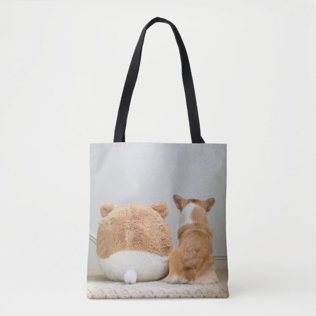 Bolso De Tela Animales de bebé más afectados | Corgi & Plush Pup (Anverso)