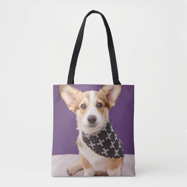 Bolso De Tela Animales de bebé más afectados | Corgi Puppy Skull (Anverso)
