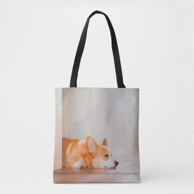 Bolso De Tela Animales de bebé más afectados | Corgi Sleeping (Anverso)