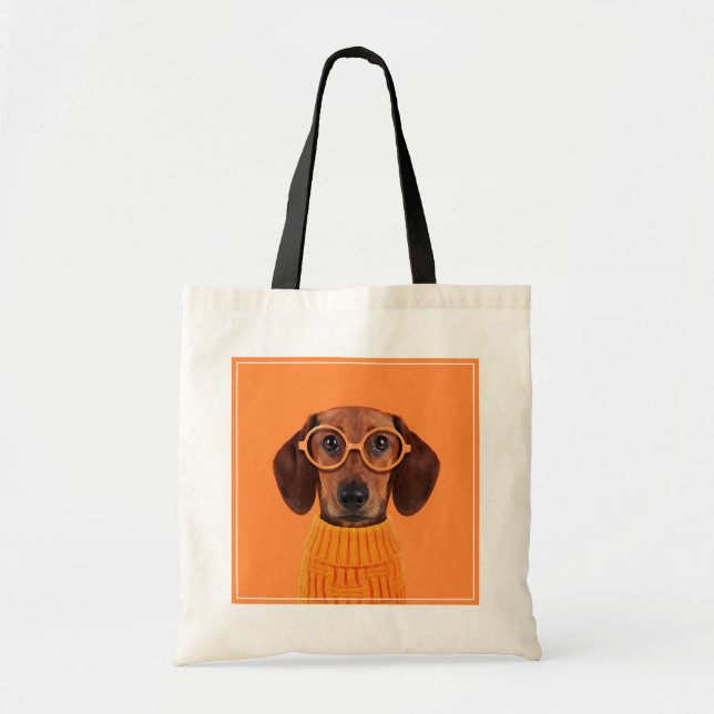 Bolso De Tela Animales de bebé más afectados | Dachshund Naranja (Frente)