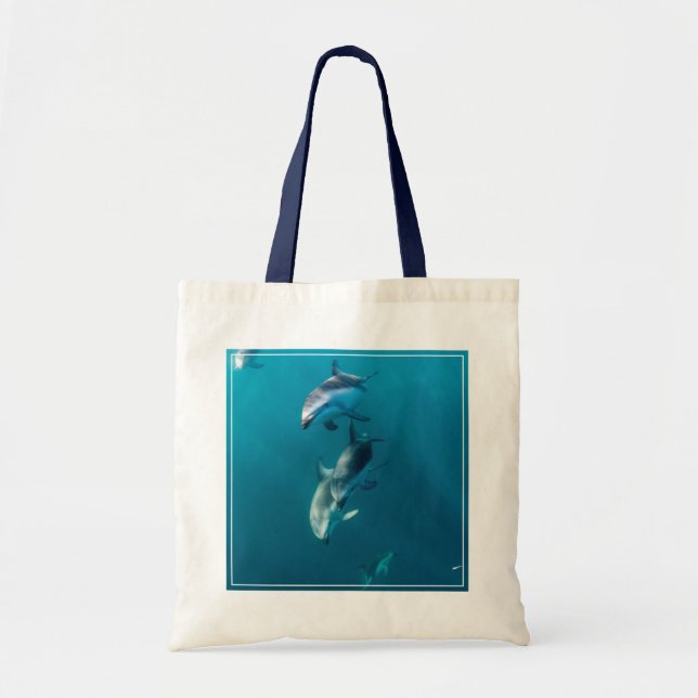 Bolso De Tela Animales de bebé más afectados | Dolphin Family (Frente)
