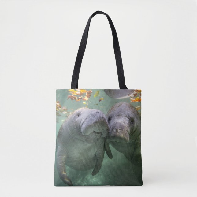 Bolso De Tela Animales de bebé más afectados | Dos Manatíes (Anverso)