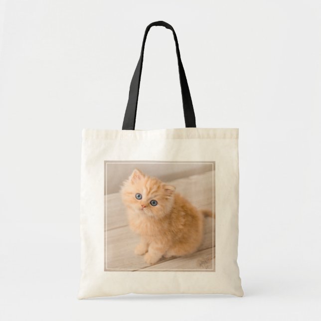Bolso De Tela Animales de bebé más afectados | Gatito Longhair B (Frente)