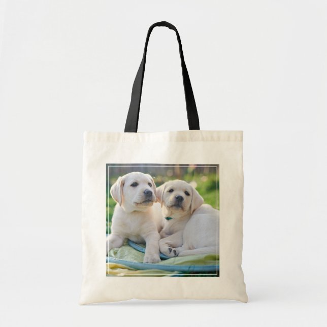 Bolso De Tela Animales de bebé más afectados | Labradores amaril (Frente)