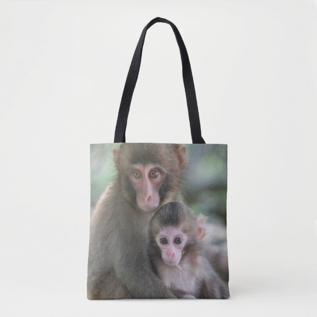 Bolso De Tela Animales de bebé más afectados | Monos japoneses (Anverso)