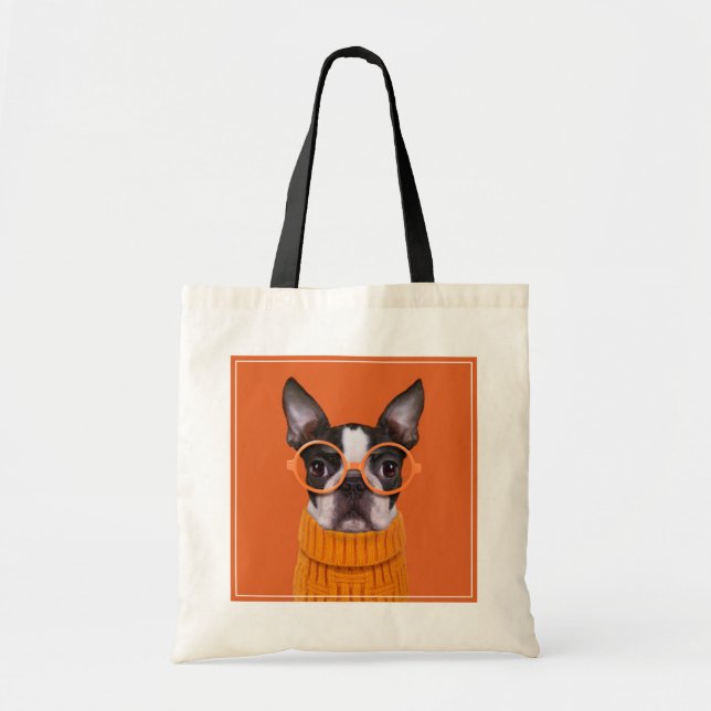 Bolso De Tela Animales de bebé más afectados | Naranja Boston Te (Frente)