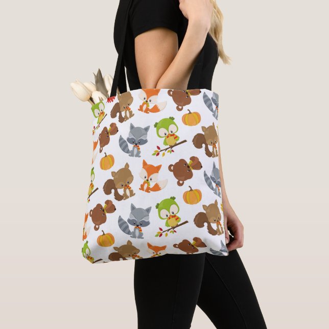 Bolso De Tela Animales de bosque, animales de bosque, animales d (Detalle)