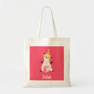 Bolso De Tela Animales de Fiesta Llama Cumpleaños Chicas Rosa