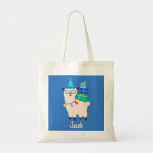Bolso De Tela Animales de Fiesta Llama Cumpleaños Niños Azul
