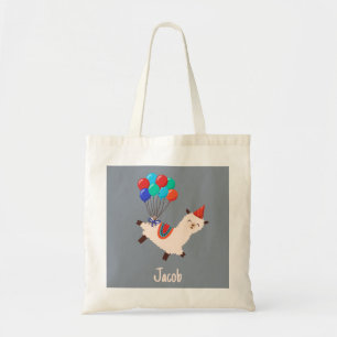 Bolso De Tela Animales de Fiesta Llama Cumpleaños Niños Gris