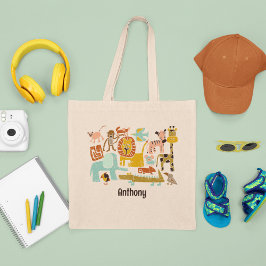 Bolso De Tela Animales de la jungla retro curados personalizados