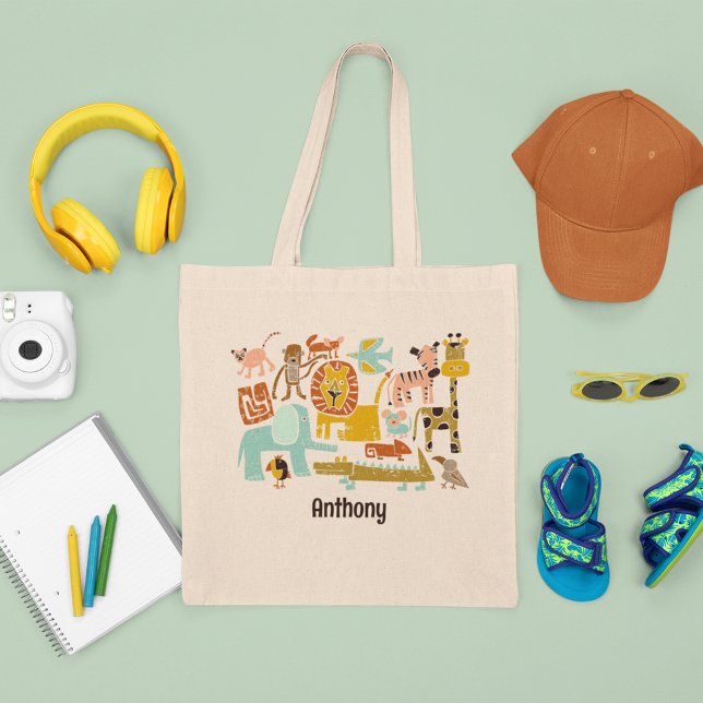 Bolso De Tela Animales de la jungla retro curados personalizados (Subido por el creador)