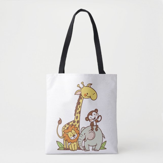 Bolso De Tela Animales de Personalizado lindo - jirafa, león y m (Anverso)