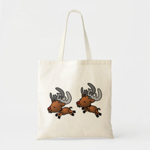 Bolso De Tela Animales de renos caribúes salvajes felices saltos