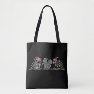 Bolso De Tela Animales de Santa Navideño Loco Mapache Zarigüeya