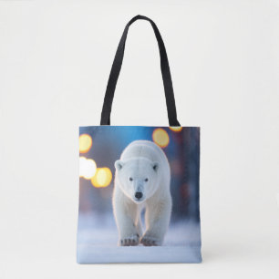 Bolso De Tela Animales De Vida Silvestre Del Oso Polar En La Cal