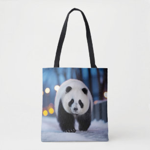 Bolso De Tela Animales de vida silvestre Panda en la calle al ai