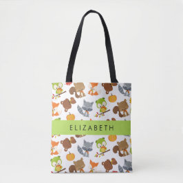 Bolso De Tela Animales de Woodland, Animales Forestales, Tu Nomb