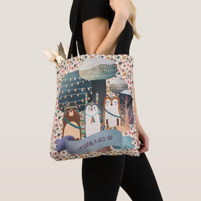 Bolso De Tela Animales de Woodland Un Tote salvaje personalizado (Detalle)