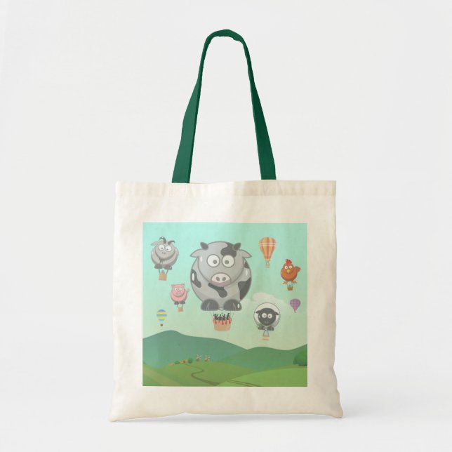 Bolso De Tela Animales del campo del globo (Frente)