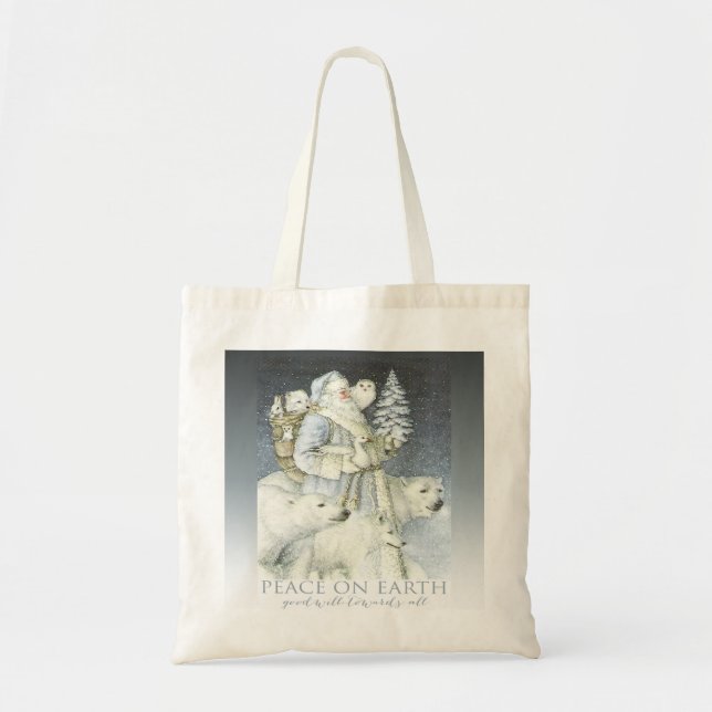 Bolso De Tela Animales del invierno del bosque de Santa Nevado (Frente)