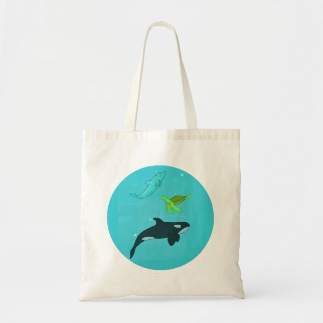 Bolso De Tela Animales del mar (Frente)