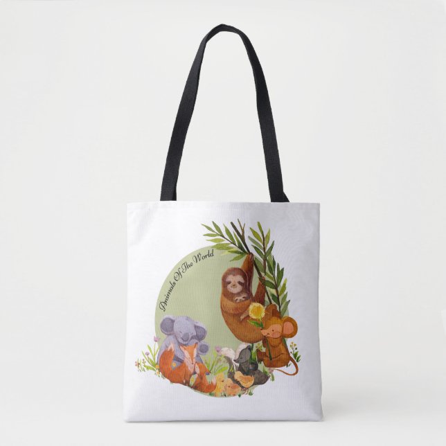 Bolso De Tela Animales Del Mundo (Anverso)