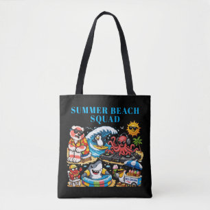 Bolso De Tela Animales divertidos de la fiesta de verano en la p